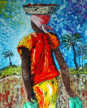  african Art - woman in textures African